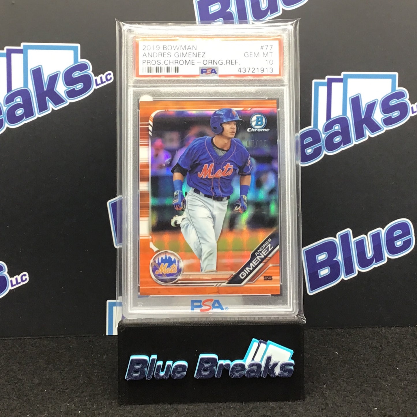 2019 Bowman Chrome Prospects Orange Refractor Andres Gimenez 05/25 #77 PSA 10 Mets