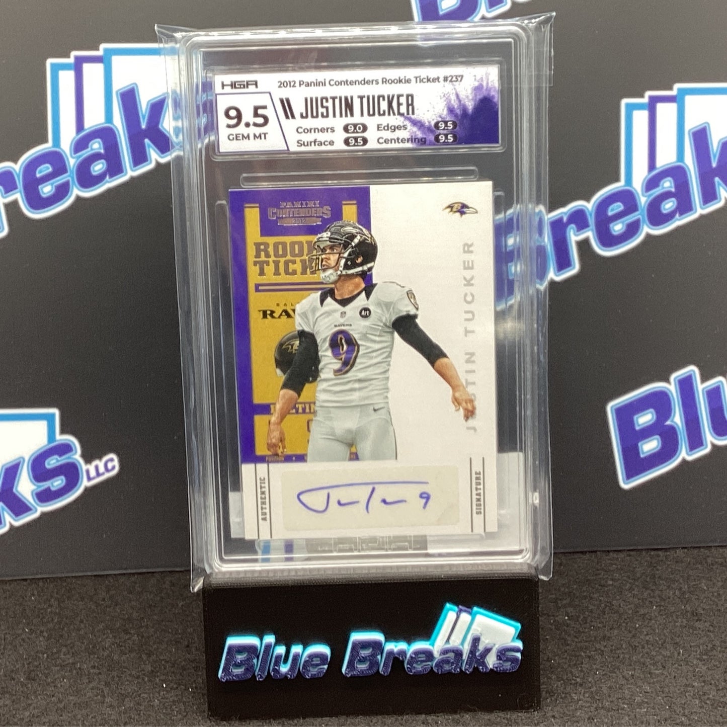 2012 Panini Contenders Rookie Ticket Justin Tucker auto #237 HGA 9.5 Ravens