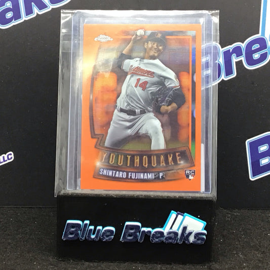 2023 Topps Chrome Orange Earthquake Refractor RC Shintaro Fujinami 06/25 #YQ-57 - Baltimore Orioles