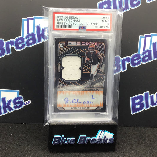 2021 Obsidian - Ja'Marr Chase - Jersey Auto - Orange - 69/75 - Cincinnati Bengals - PSA 9