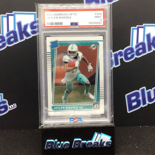 2021 Panini Donruss Optic Rated Rookie Jaylen Waddle #208 PSA 9 Dolphins