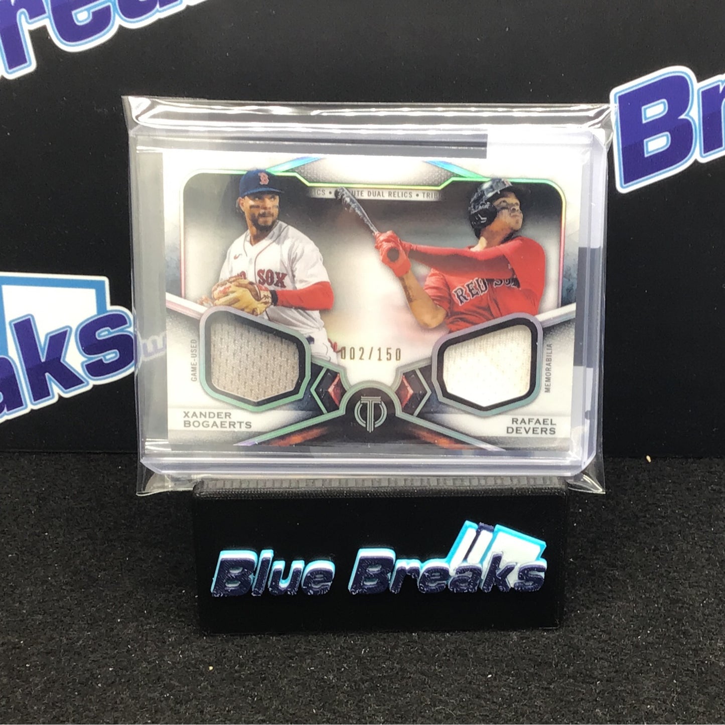 2021 Topps Tribute Dual Relic Bogaerts Devers 002/150 #DR2-BD Red Sox