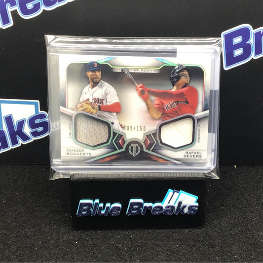 2021 Topps Tribute Dual Relic Bogaerts Devers 002/150 #DR2-BD Red Sox