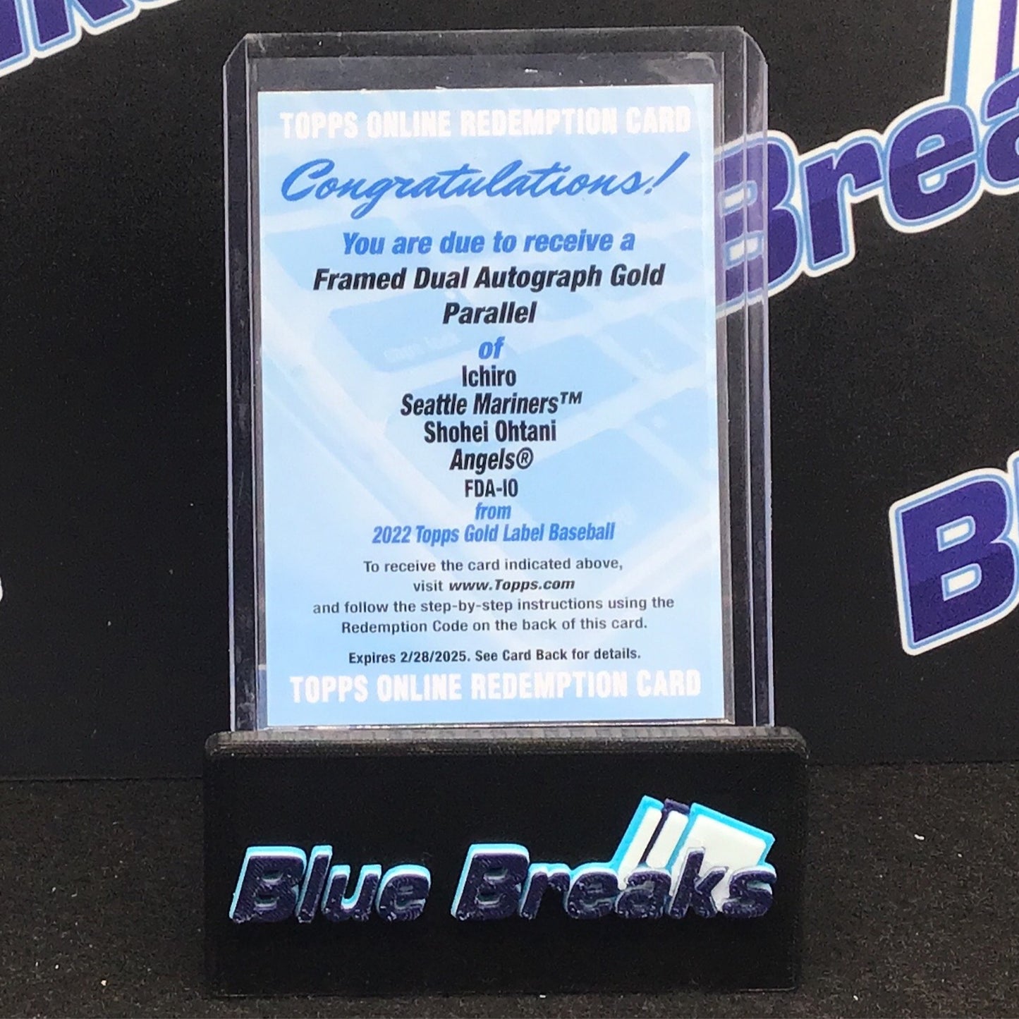 2022 Topps Gold Label Framed Dual Autograph Gold Parallel Ichiro Ohtani