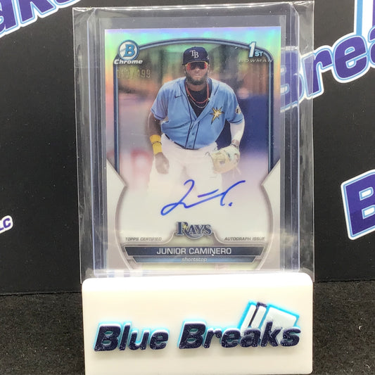 2023 Topps Bowman Chrome 1st - Junior Caminero - Refractor Auto - Tampa Bay Rays - 13/499
