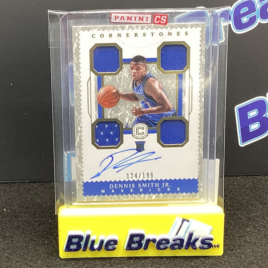 2017-18 Panini Cornerstones Dennis Smith Jr quad relic auto 124/199 159