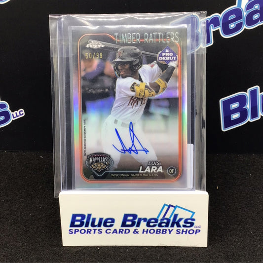 2024 Topps Chrome Pro Debut Luis Lara auto 50/99 #PDC-13 Wisconsin Timber Rattlers/ Milwaukee Brewers