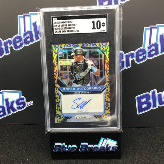 2021 Panini Prizm Snake Skin Prizm Rookie Autogrpahs Jesus Sanchez 23/35 #RA-JE SGC 10 Marlins
