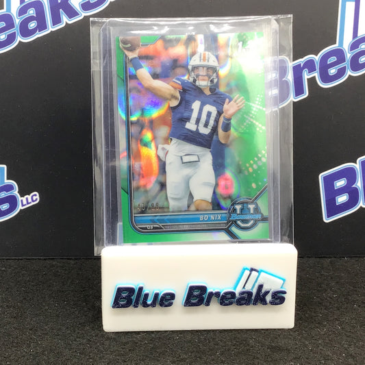 2022 Topps Chrome Bowman U - Bo Nix - Green - 43/99 - QB