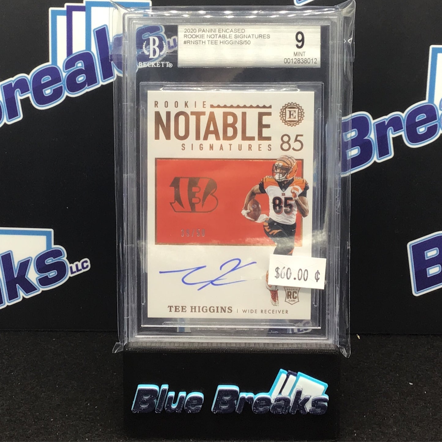 2020 Panini Encased - Tee Higgins - Rookie Notable - Cincinnati Bengals - Beckett 9