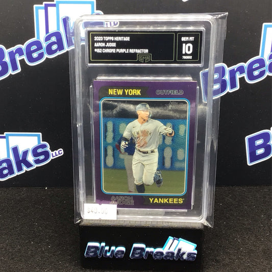 2023 Topps Heritage Chrome Purple Refractor Aaron Judge #152 GMA 10 Yankees