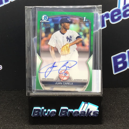 2023 Bowman Chrome 1st Bowman Green Refractor Juan Carela auto 76/99 #CPA-JCA Yankees