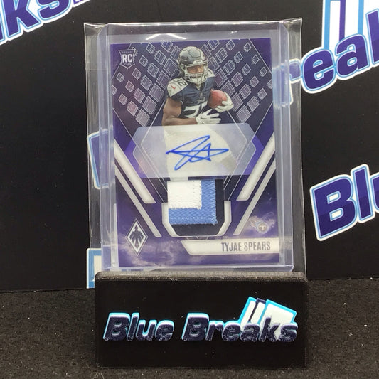2023 Panini Phoenix Blue Prime Tyjae Spears relic auto 23/50 RC #RAJ-TS Titans