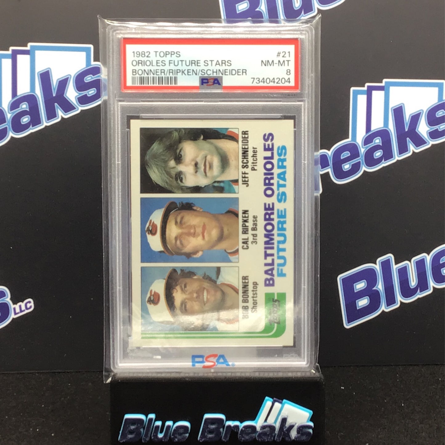 1982 Topps - Orioles Future Stars - Bob Bonner - Cal Ripken - Jeff Schneider - Baltimore - #21 - PSA 8