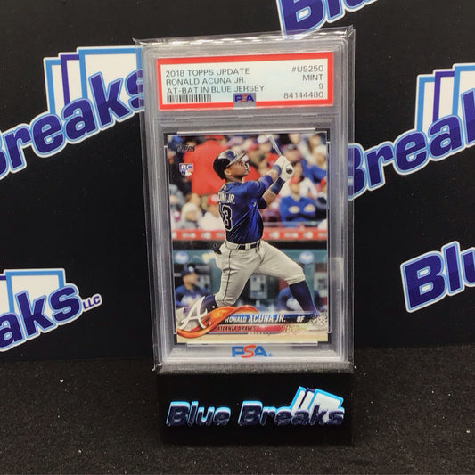 2018 Topps Update At-Bat Blue Jersey Ronald Acuna Jr RC #US-250 PSA 9 Braves
