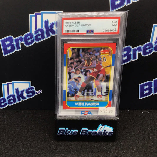 1986 Fleer Akeem Olajuwon #82 PSA 7 Rockets