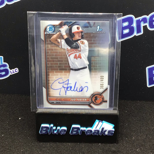 2022 Bowman Chrome 1st Bowman refractor Jud Fabian auto 366/499 #CDA-JF Orioles