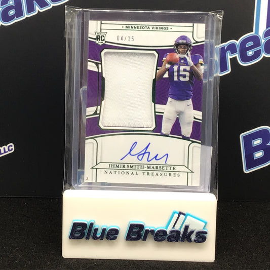 2021 Panini National Treasures Ihmir Smith-Marsette relic auto 04/15 #197 Vikings