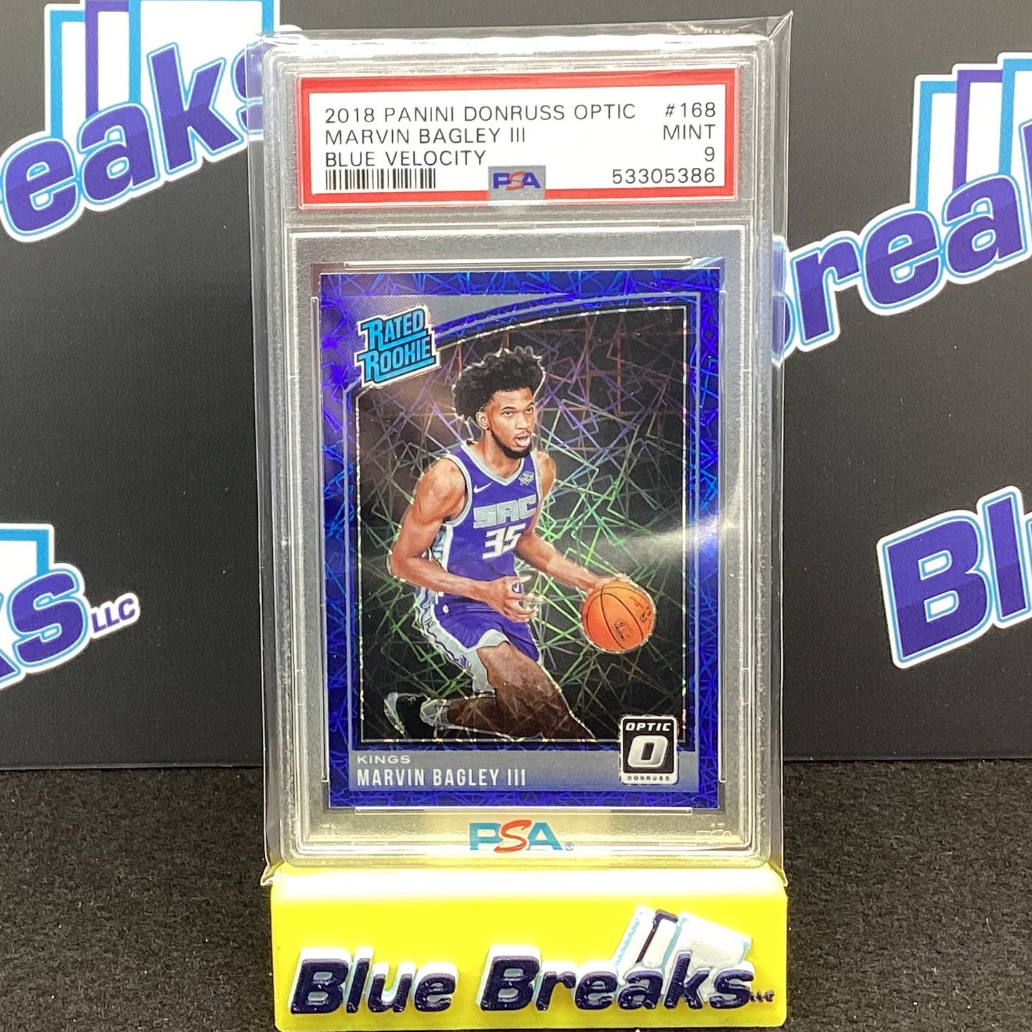 2018 Panini Donruss Optic - RC - #168 - Marvin Bagley - Blue Velocity - Sacramento Kings