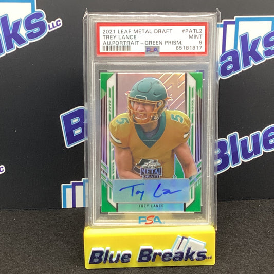 2021 Leaf Metal Draft - Trey Lance Green Prism auto 4/10 #PA-TL2 PSA 9 49ers