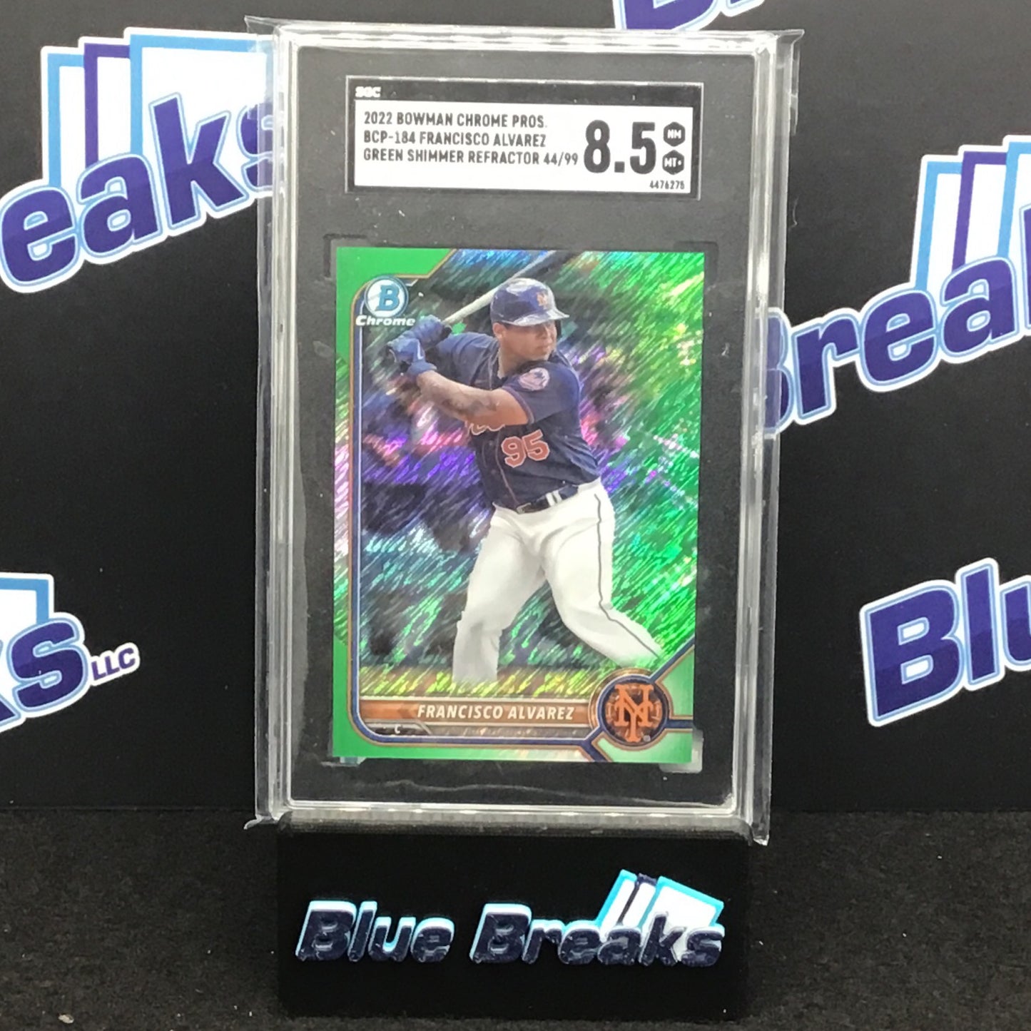 2022 Bowman Chrome Prospects Green Shimmer Refractor Francisco Alvarez 44/49 #BCP-184 SGC 8.5 Mets
