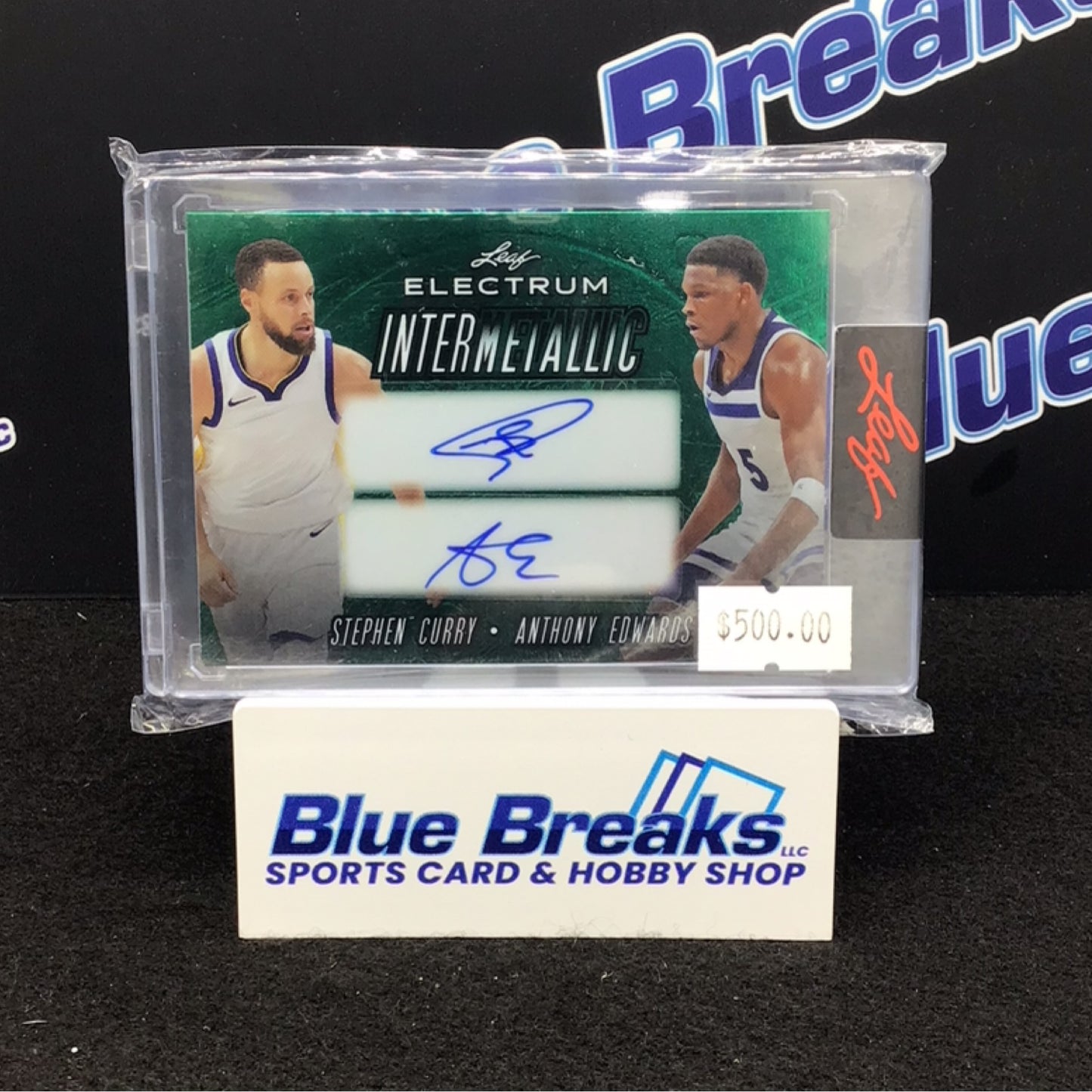 2024 Leaf Electrum Intermetallic green Stephen Curry Anthony Edwards autos 1/5 #I-23 Warriors/Timberwolves