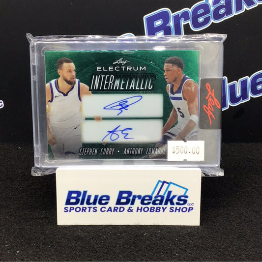 2024 Leaf Electrum Intermetallic green Stephen Curry Anthony Edwards autos 1/5 #I-23 Warriors/Timberwolves