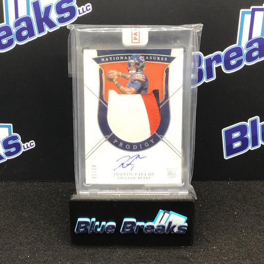2021 Panini National Treasures Justin Fields National auto relic RPA 2/25 #PPA-JF Bears