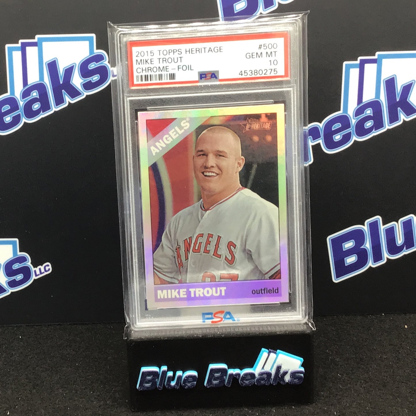 2015 Topps Heritage Chrome Foil Mike Trout #500 PSA 10 Angels
