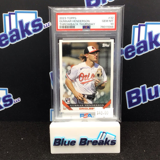 2023 Topps Throwback Thursday Gunnar Henderson RC #32 PSA 10 Orioles
