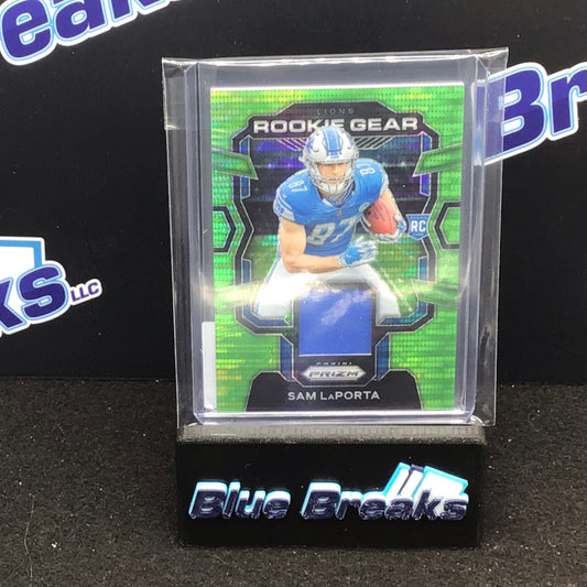 2023 Panini Prizm Neon Green Pulsar Rookie Gear Sam LaPorta #RG-SL Lions