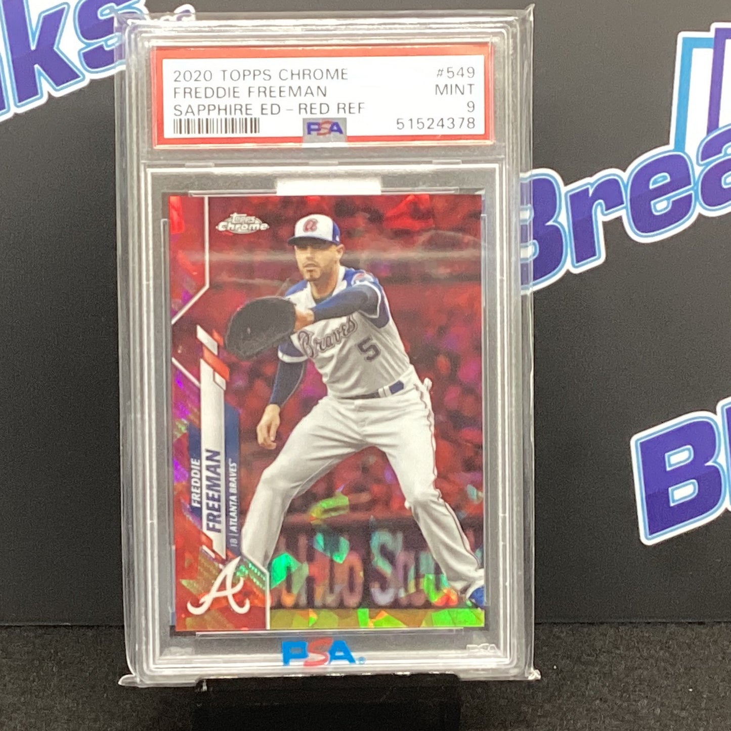 2020 Topps Chrome Freddie Freeman Sapphire ED-Red Ref Mint 9 5/5 549