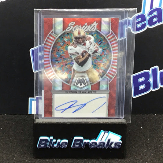 2023 Panini Mosaic red Scripts Vernon Davis auto 07/10 #S52 49ers