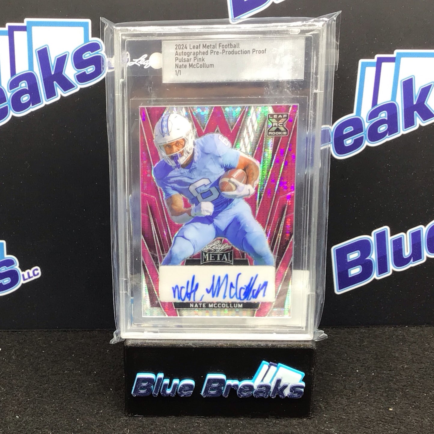 2024 Leaf Metal Football Pulsar Pink Nate Mccollum Autograph Pre-Production Proof 1/1 Tar Heels
