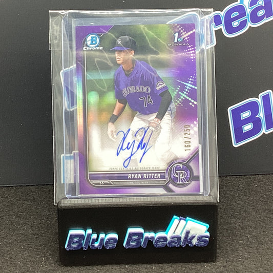 2022 Bowman Chrome 1st Bowman Purple Ryan Ritter auto 160/250 #CDA-RR Rockies