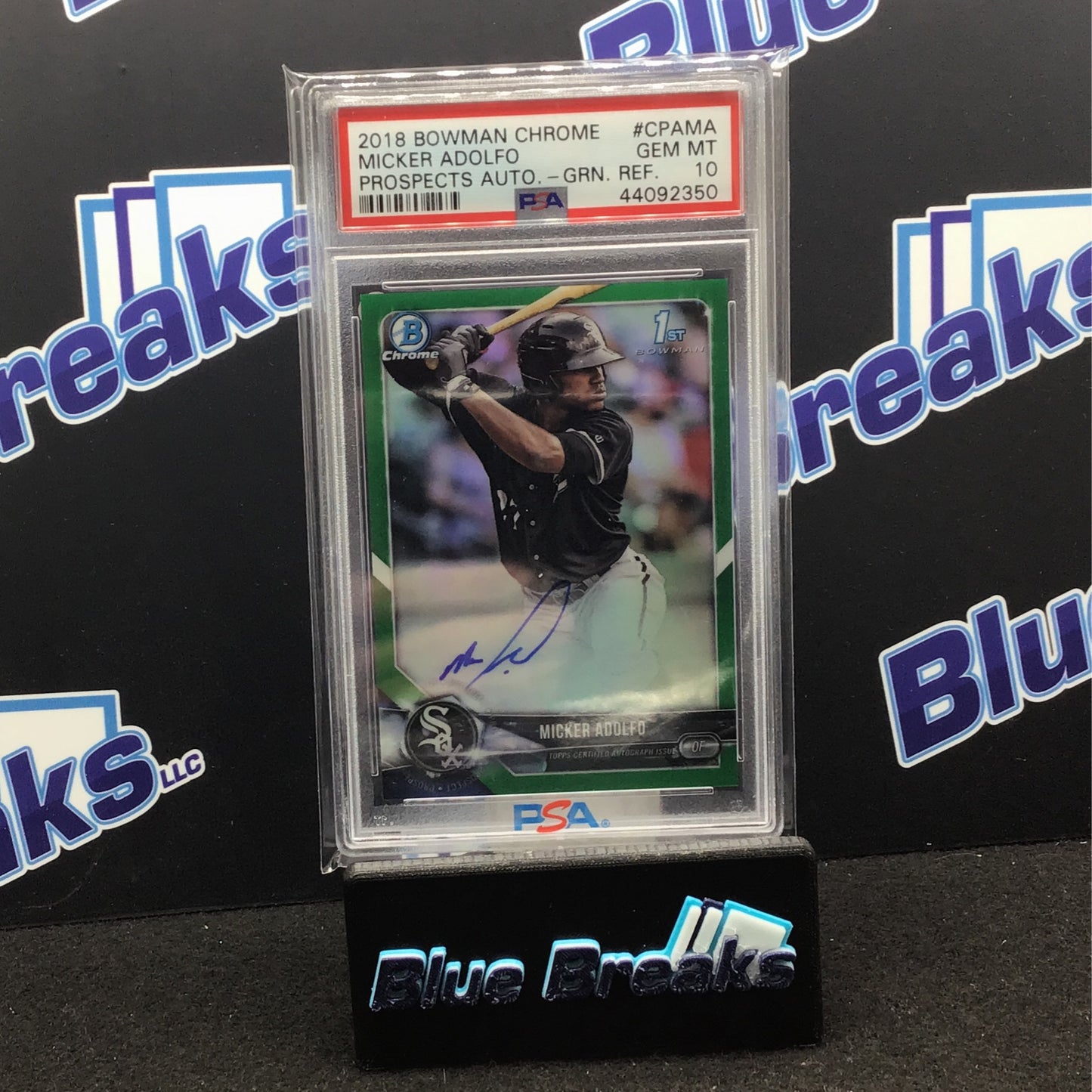 2018 Bowman Chrome Prospects Green Refractor Micker Adolfo auto 78/99 #CPA-MA PSA 10 White Sox