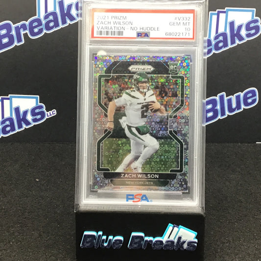 2021 Panini Prizm Disco Variation No Huddle Zach Wilson #V-332 PSA 10 Hets