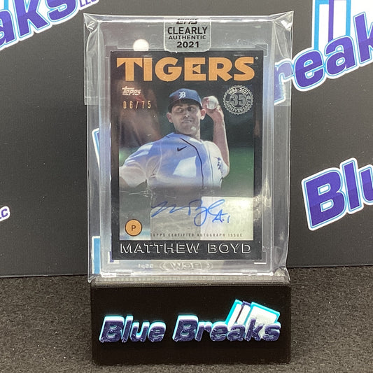 2021 Topps Clearly Authentic Matthew Boyd auto 06/75 #86TBA-MBO Tigers