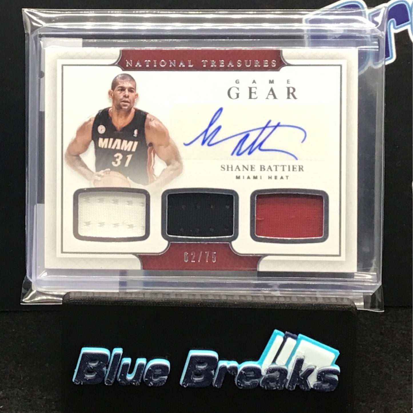 2016-17 Panini National Treasures Game Gear Shane Battier auto triple relic 62/75 #14 Heat