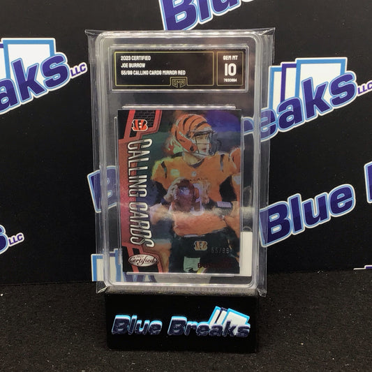 2023 Panini Certified Red Calling Cards Mirror Joe Burrow 55/99 #CALL-20 GMA 10 Bengals