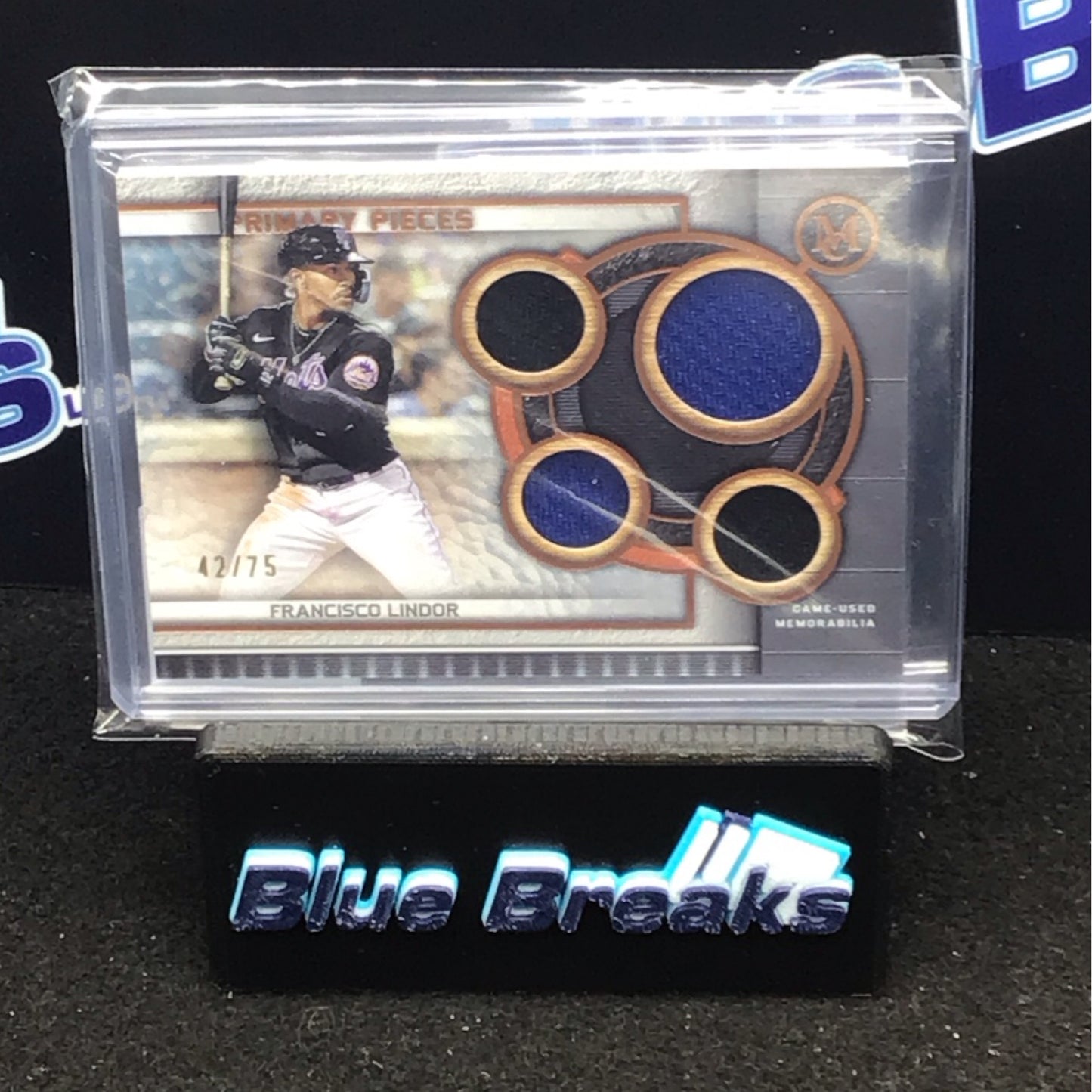 2023 Topps Museum Collection Primary Pieces quad relic Francisco Lindor 42/75 #SPPPQR-FL Mets