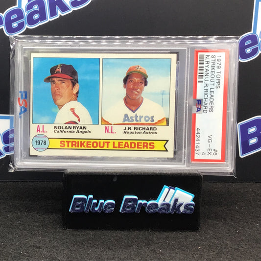1979 Topps - Strikeout Leaders - Nolan Ryan - J.R. Richard - Astros - Angels - PSA 4