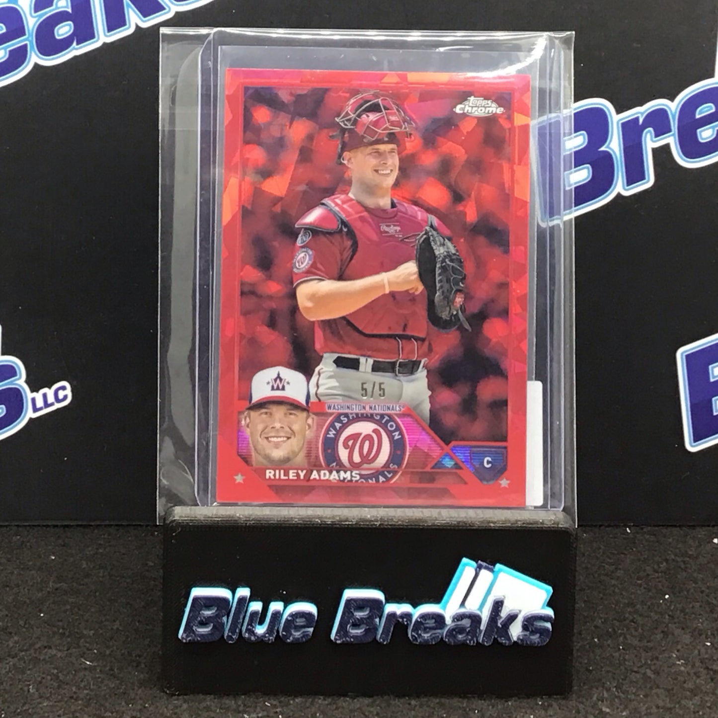 2023 Topps Chrome red cracked ice Riley Adams 5/5 #USCS136 Nationals