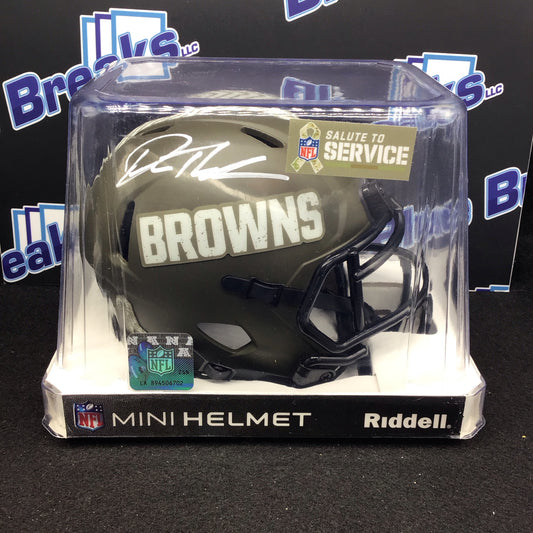 Mini Helment Browns Salute to Service Dorian Thompson Robinson auto Beckett COA