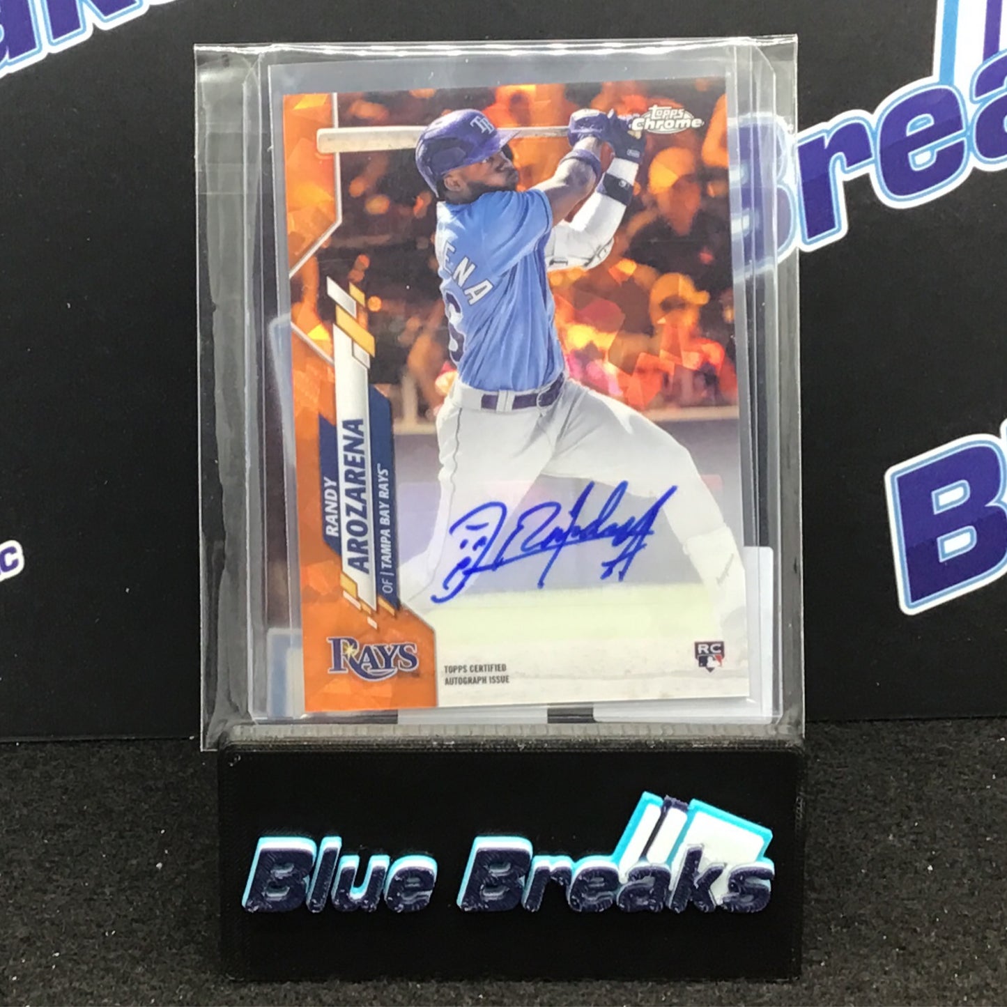 2020 Topps Chrome Orange Cracked Ice Randy Arozarena auto 18/25 #RA-RA Rays