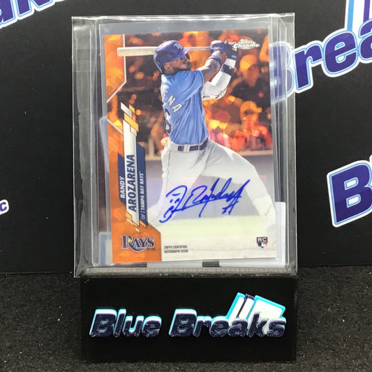 2020 Topps Chrome Orange Cracked Ice Randy Arozarena auto 18/25 #RA-RA Rays