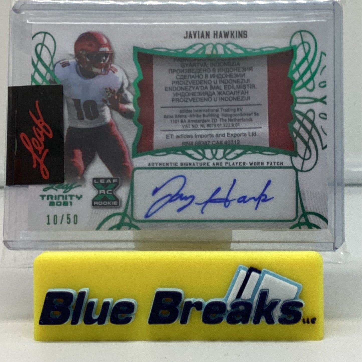 2021 Leaf Trinity laundry tag auto - Javian hawkins 10/50 #PA-JH1