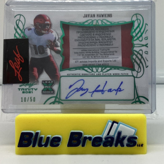 2021 Leaf Trinity laundry tag auto - Javian hawkins 10/50 #PA-JH1