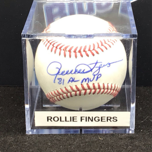 Rollie Fingers autographed baseball 81 AL MVL inscription MLB COA