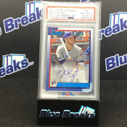 2015 Topps Archives Holiday Employee Bonus Kris Bryant auto 11/25 #HE-1 PSA 8 Cubs